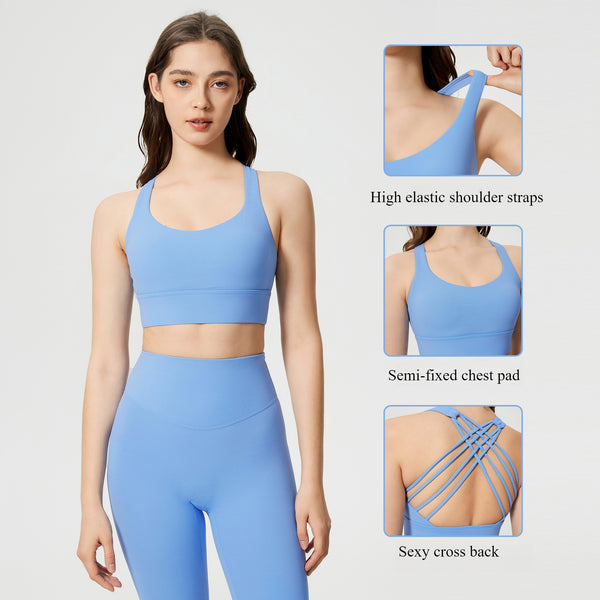 Xsunwing New Cross Back Fitness Yoga Gym Crop Tops Sportswear High Impact Women Sports Bra WDQ2010