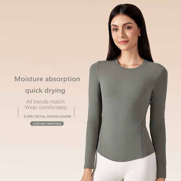 Yoga Top Body-sculpting Long Sleeve Athletic Shirt for Pilates Exercise and Skin-friendly WDQ192
