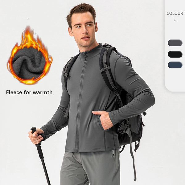 Outdoor Men's Autumn and Winter Sports Jacket with Fleece Lining Slim Fit Zipper Running Top MY21609