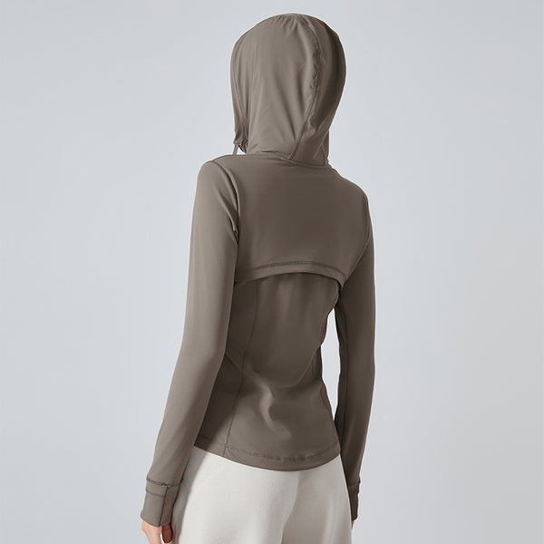 Sporty and Trendy Women's Hooded Jacket, Slim Fit, Elastic Zipper, Suitable for Running WDQ2088