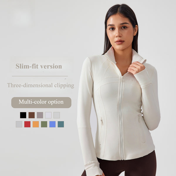 Stylish and Comfortable Yoga Jacket for Women Featuring Elastic Fabric and Zipper WDQ18031