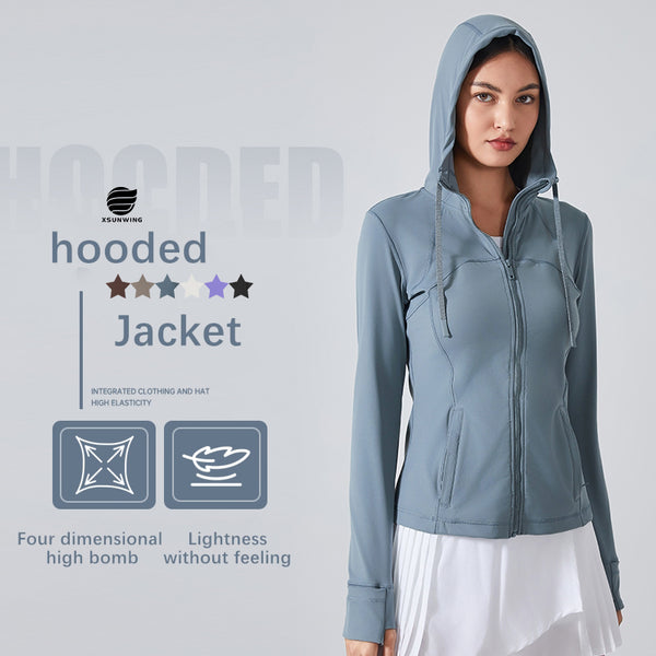 Upgrade Your Workout Style with the New Women's Cross-Border Slim Fit Jacket with Hood and Elasticity WDQ2088